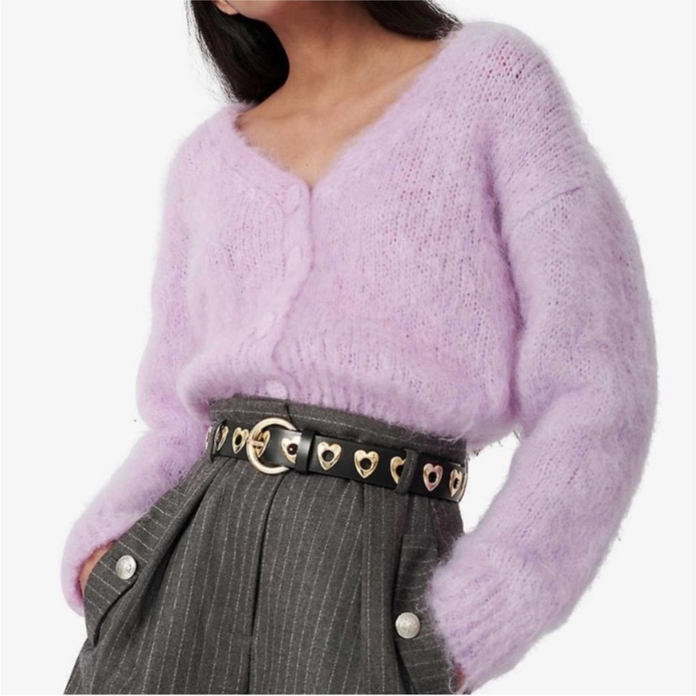 Maje Mistigri V Neck Mohair Cardigan Sweater Small